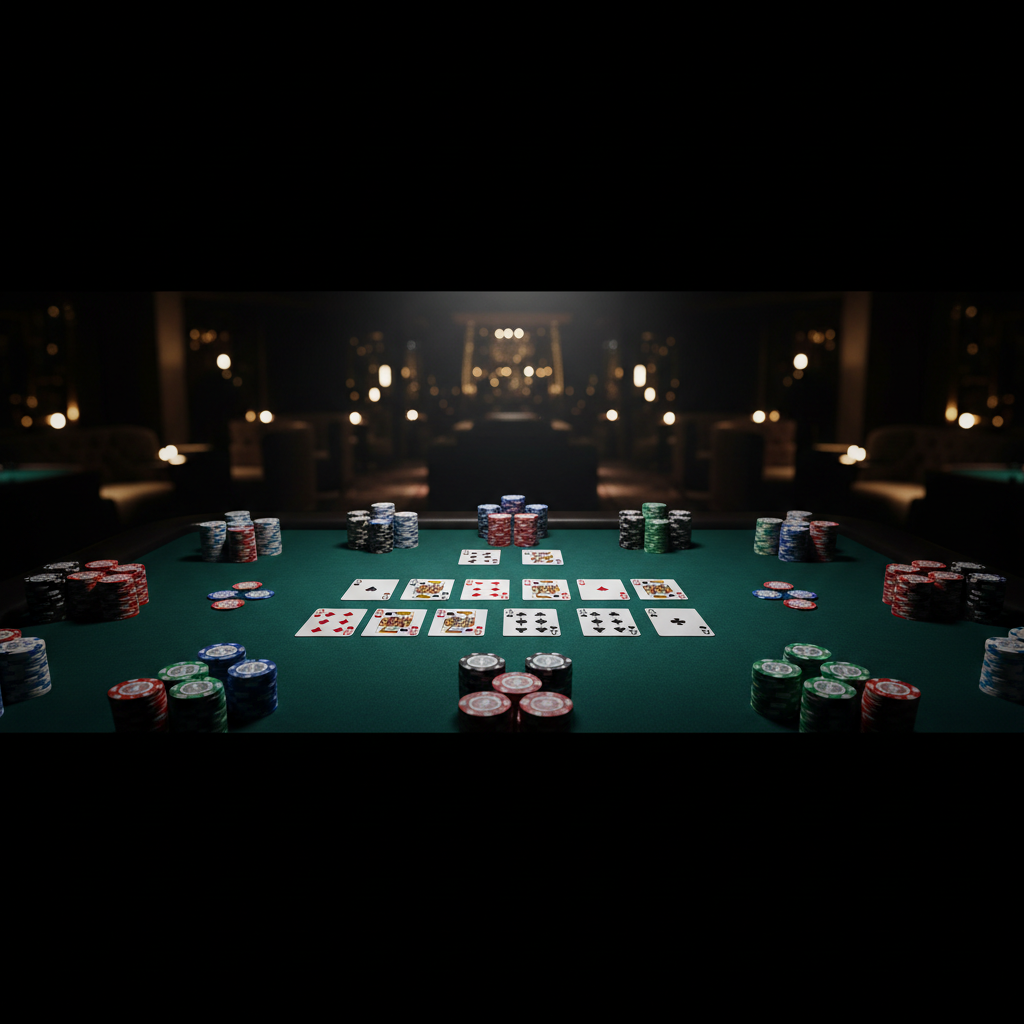 Pokermarker på ett grönt filtbord