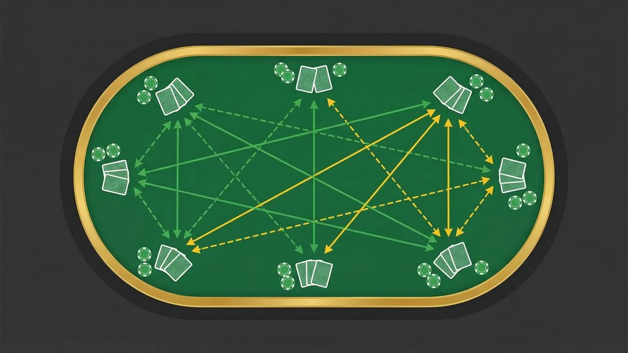 Poker 3-bet strategi – chipar och kort på grönt bord